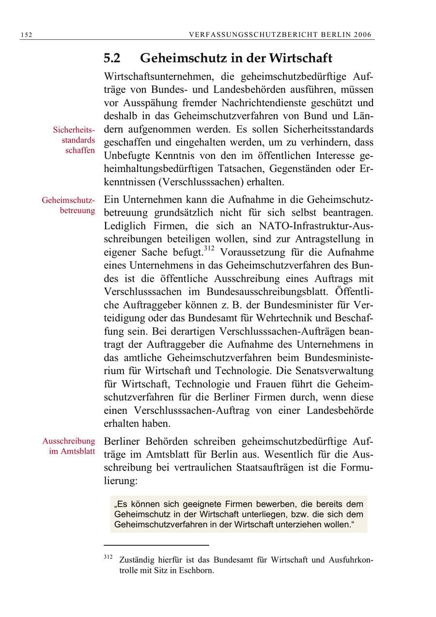 Seite 165 des Verfassungsschutzbericht 2006 Berlin
