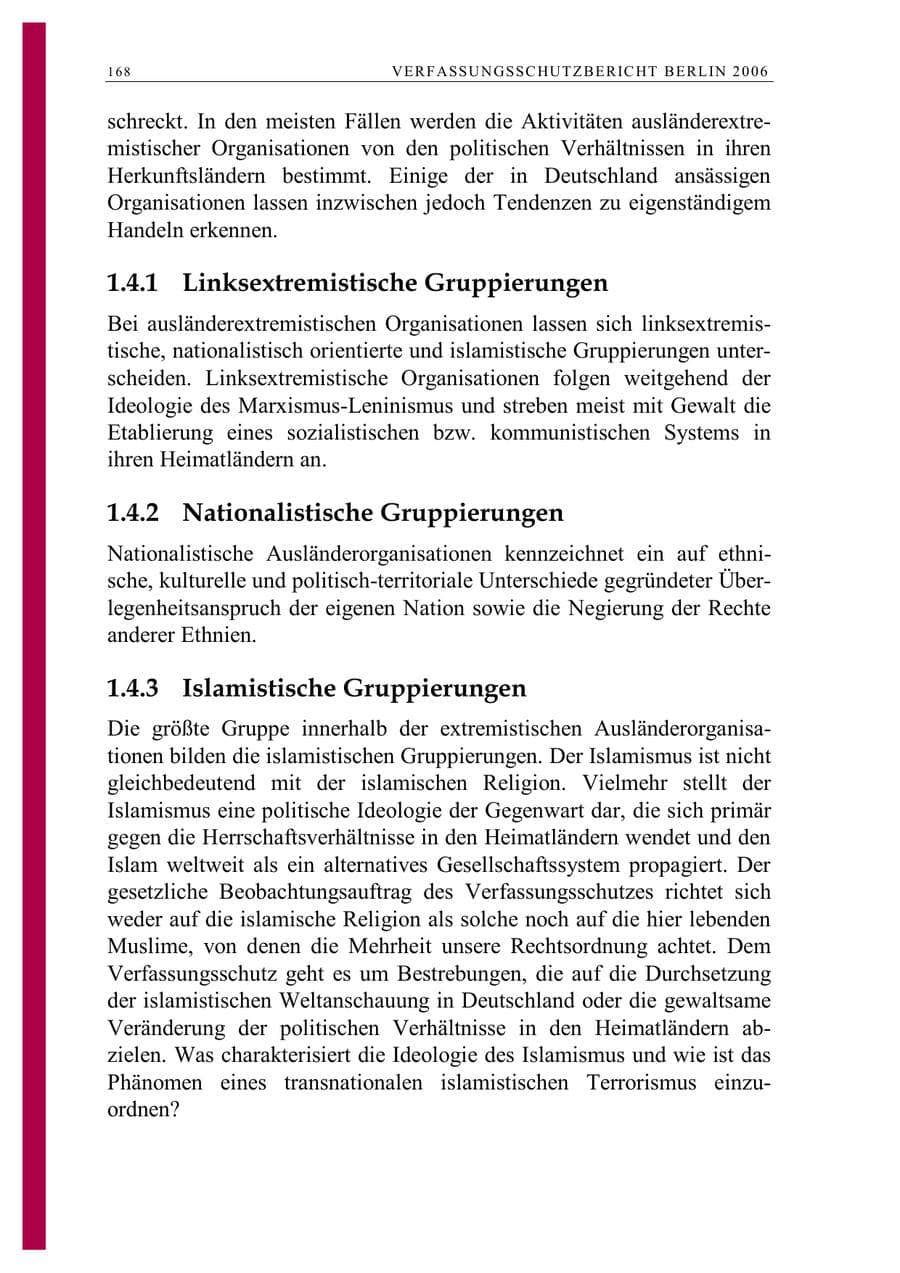 Seite 181 des Verfassungsschutzbericht 2006 Berlin