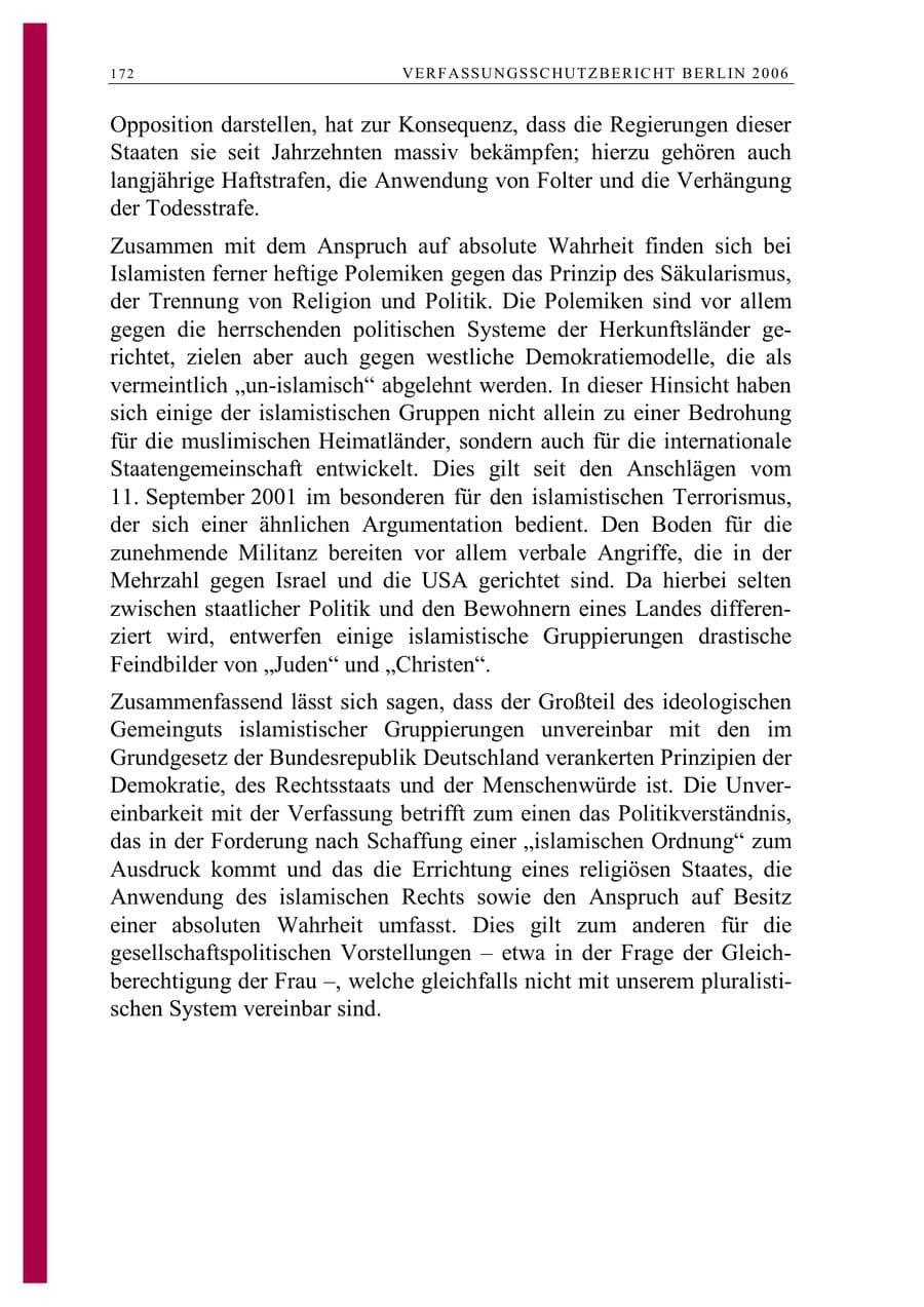 Seite 185 des Verfassungsschutzbericht 2006 Berlin