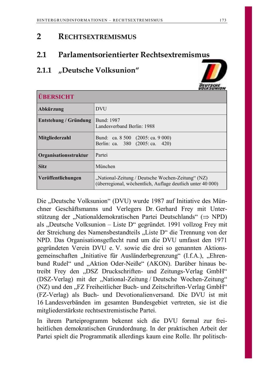 Seite 186 des Verfassungsschutzbericht 2006 Berlin