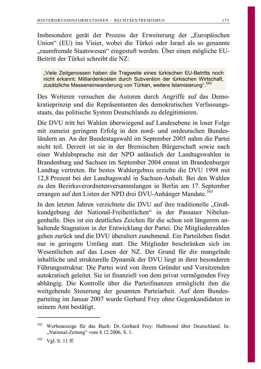 Seite 188 des Verfassungsschutzbericht 2006 Berlin