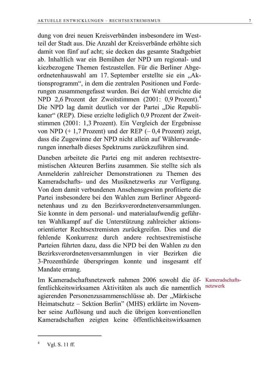 Seite 20 des Verfassungsschutzbericht 2006 Berlin