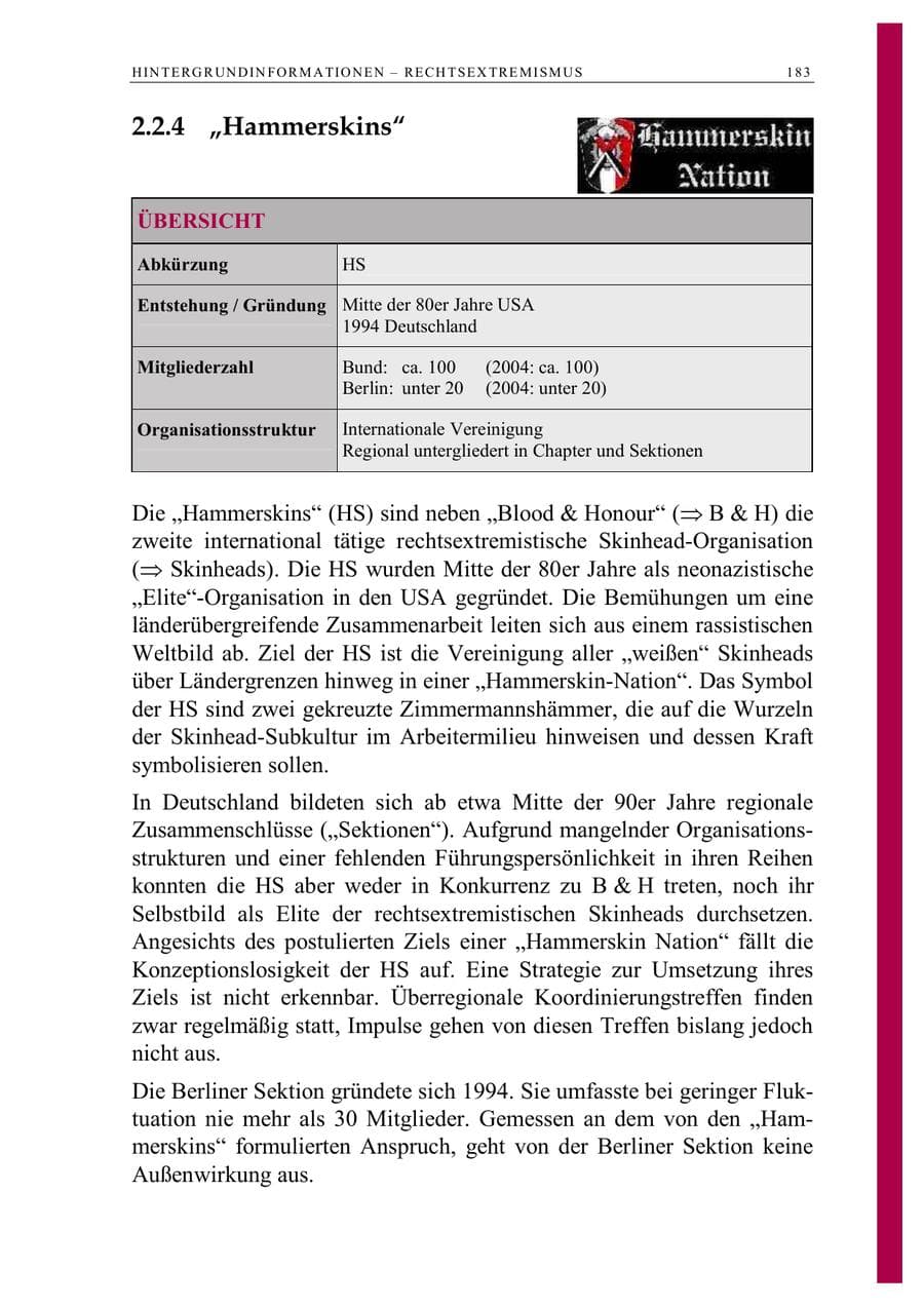 Seite 196 des Verfassungsschutzbericht 2006 Berlin