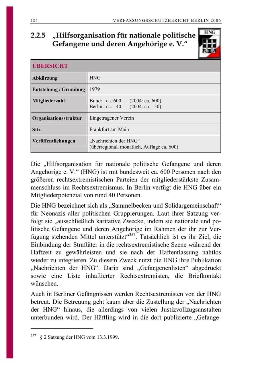 Seite 197 des Verfassungsschutzbericht 2006 Berlin