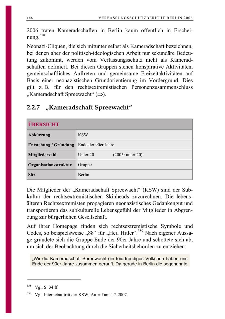 Seite 199 des Verfassungsschutzbericht 2006 Berlin
