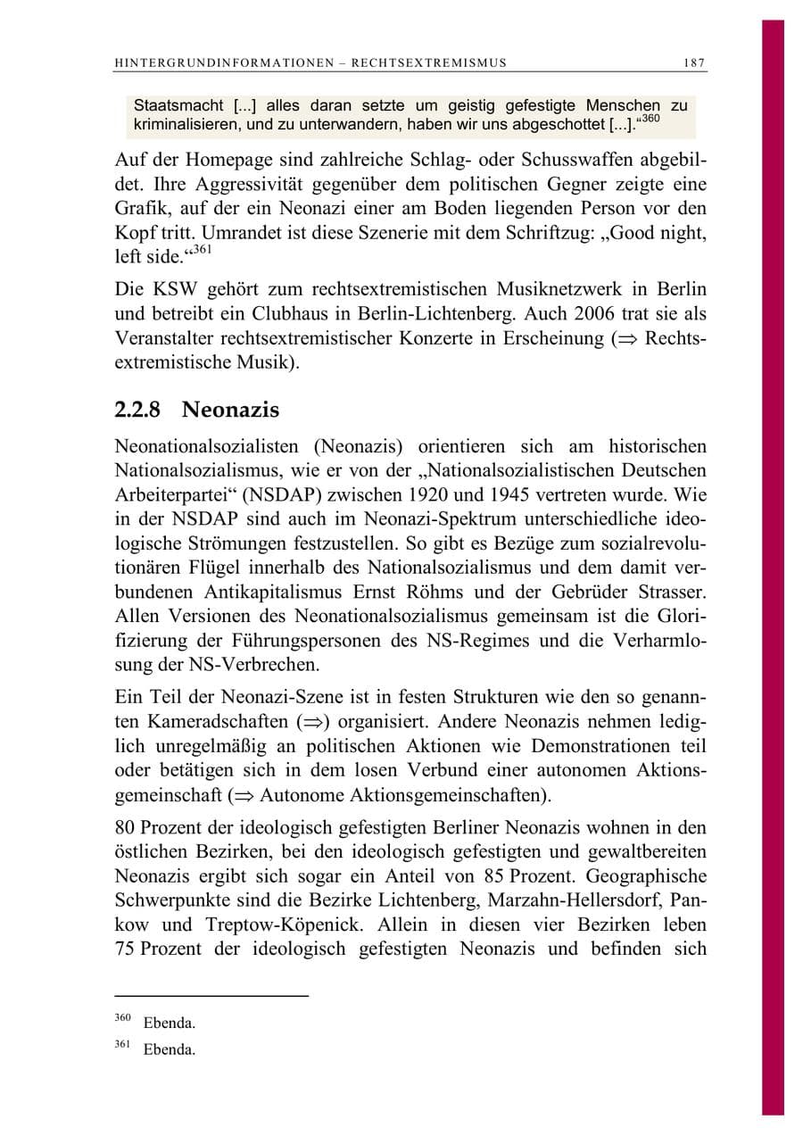 Seite 200 des Verfassungsschutzbericht 2006 Berlin