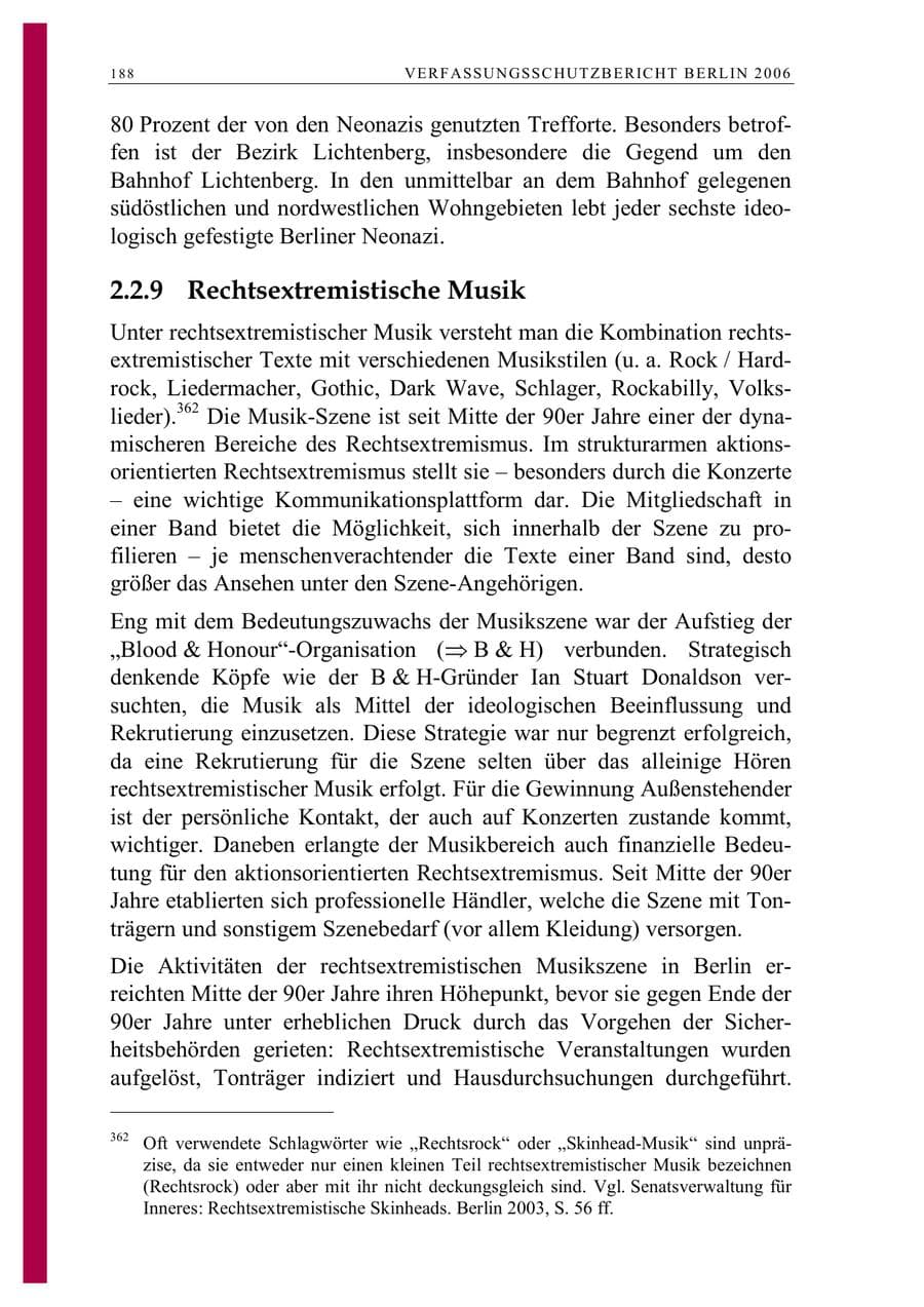 Seite 201 des Verfassungsschutzbericht 2006 Berlin