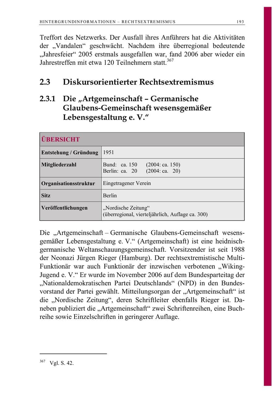 Seite 206 des Verfassungsschutzbericht 2006 Berlin