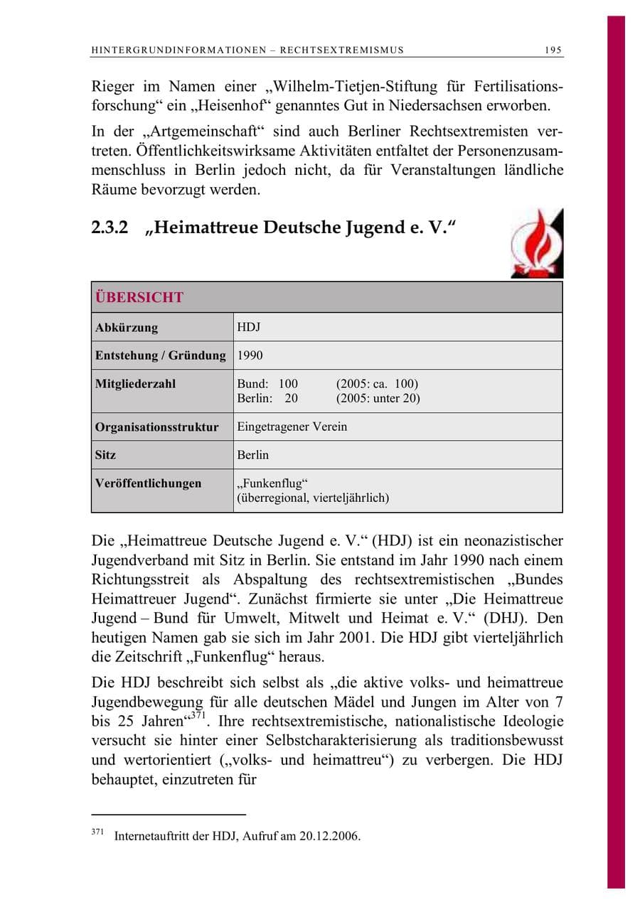 Seite 208 des Verfassungsschutzbericht 2006 Berlin