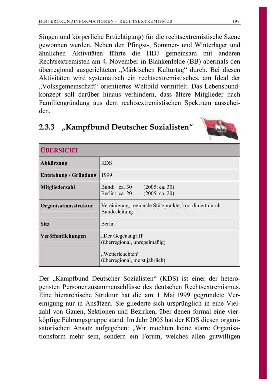 Seite 210 des Verfassungsschutzbericht 2006 Berlin