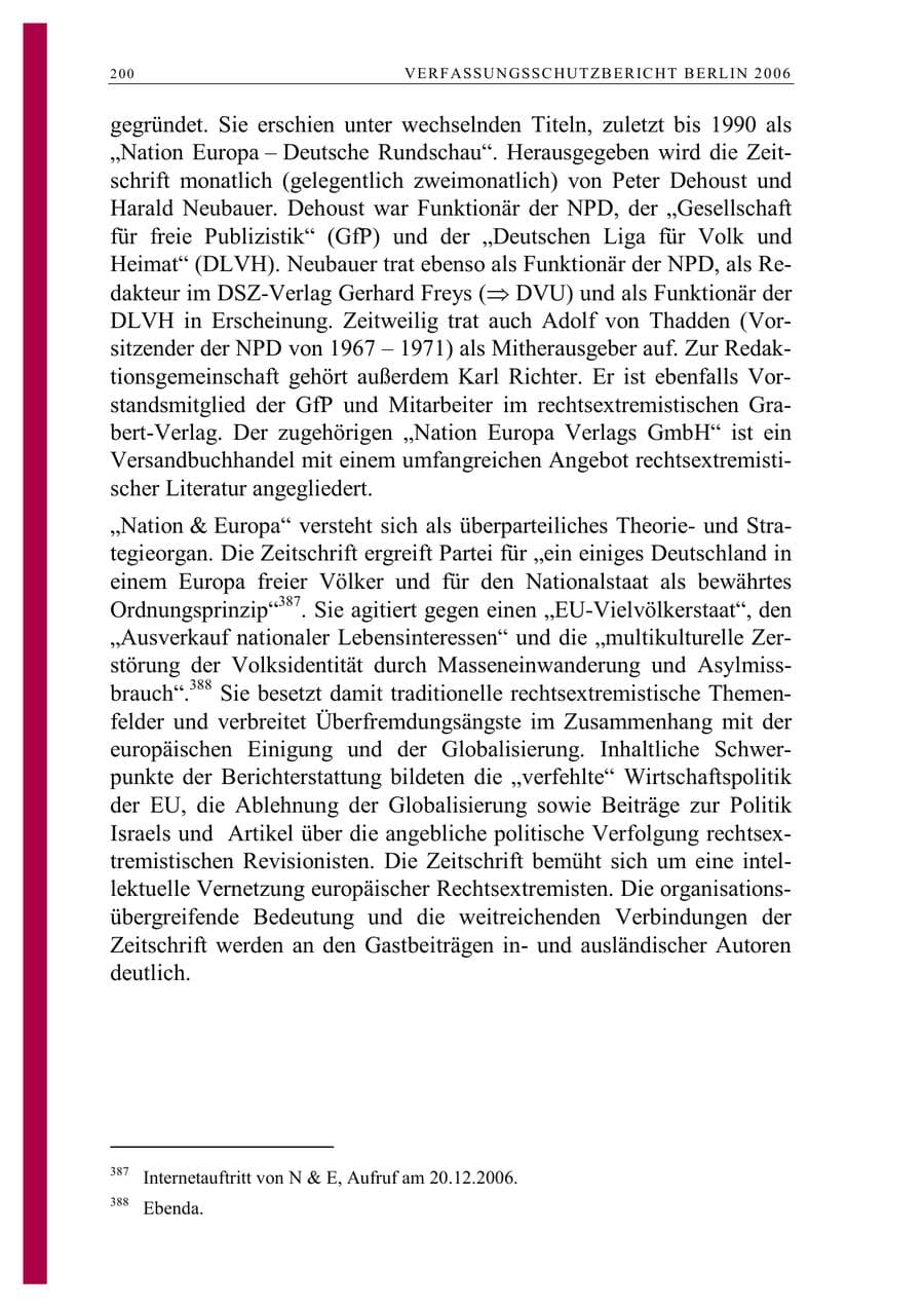 Seite 213 des Verfassungsschutzbericht 2006 Berlin