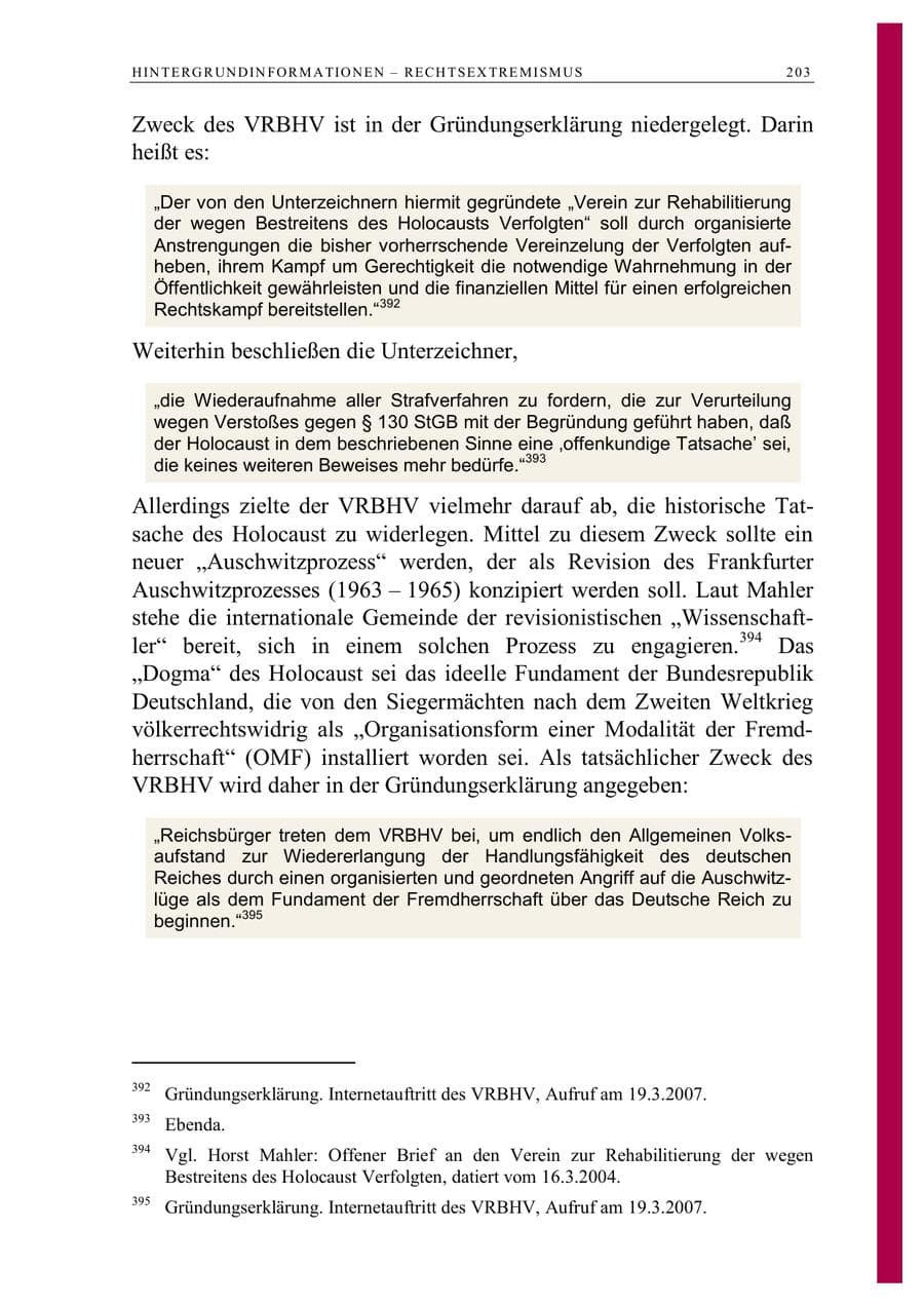 Seite 216 des Verfassungsschutzbericht 2006 Berlin