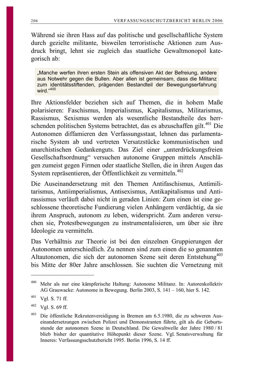 Seite 219 des Verfassungsschutzbericht 2006 Berlin