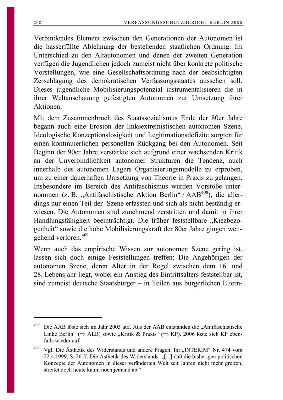 Seite 221 des Verfassungsschutzbericht 2006 Berlin