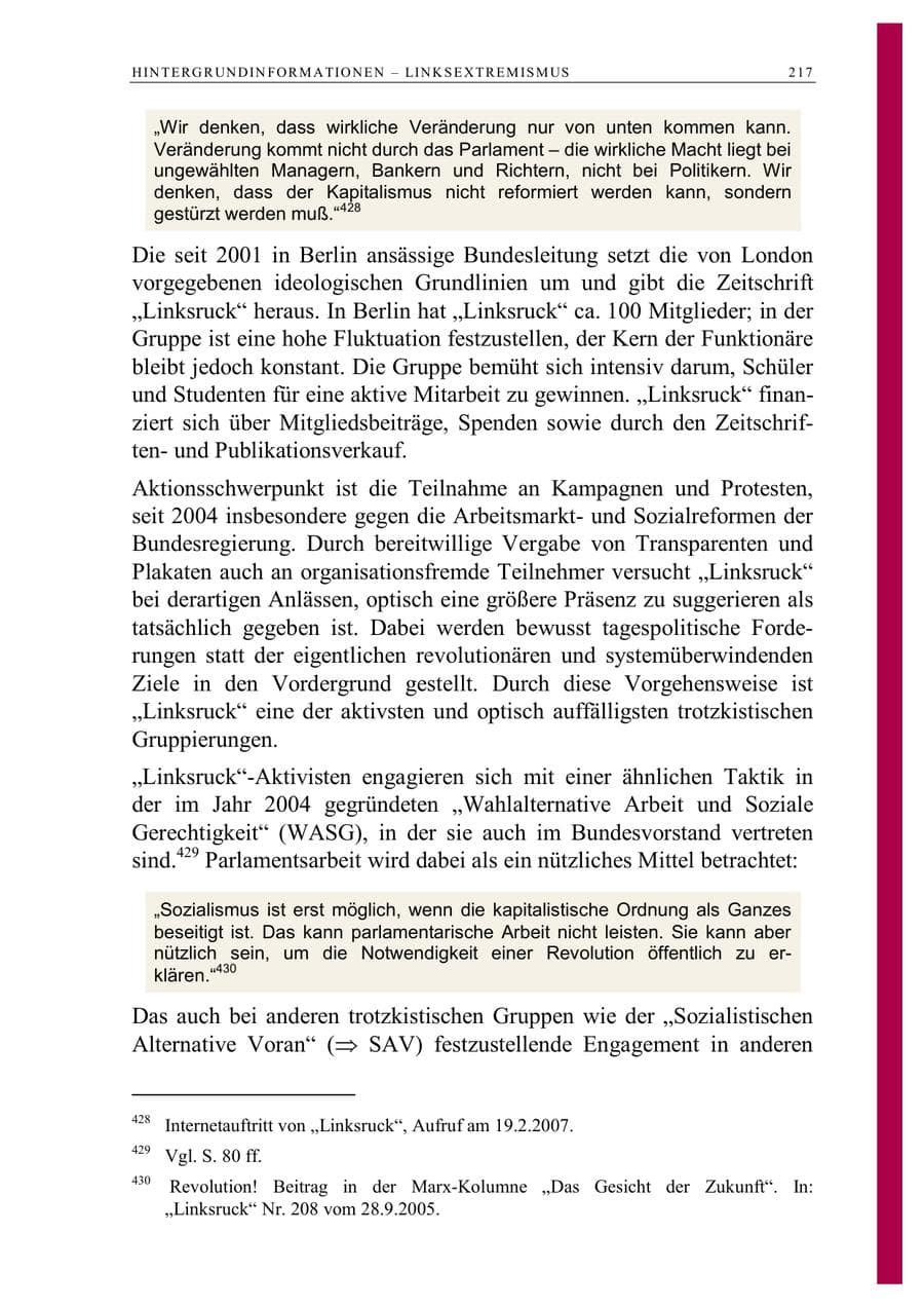 Seite 230 des Verfassungsschutzbericht 2006 Berlin