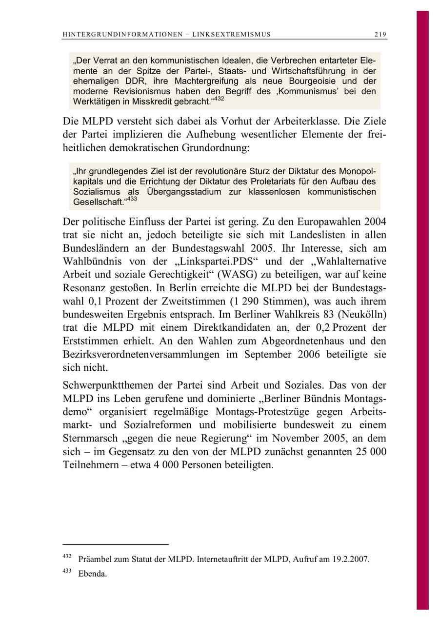 Seite 232 des Verfassungsschutzbericht 2006 Berlin