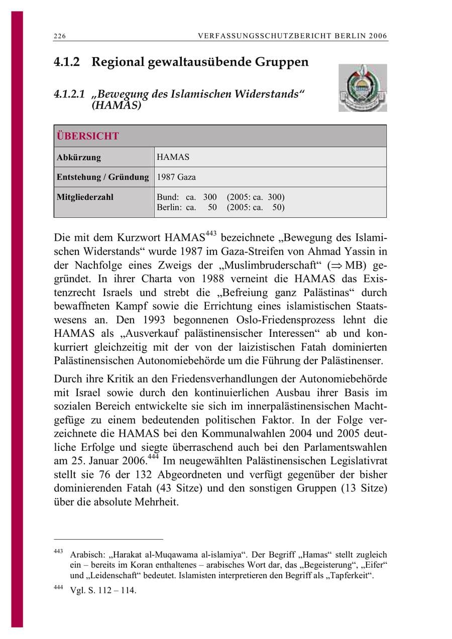 Seite 239 des Verfassungsschutzbericht 2006 Berlin