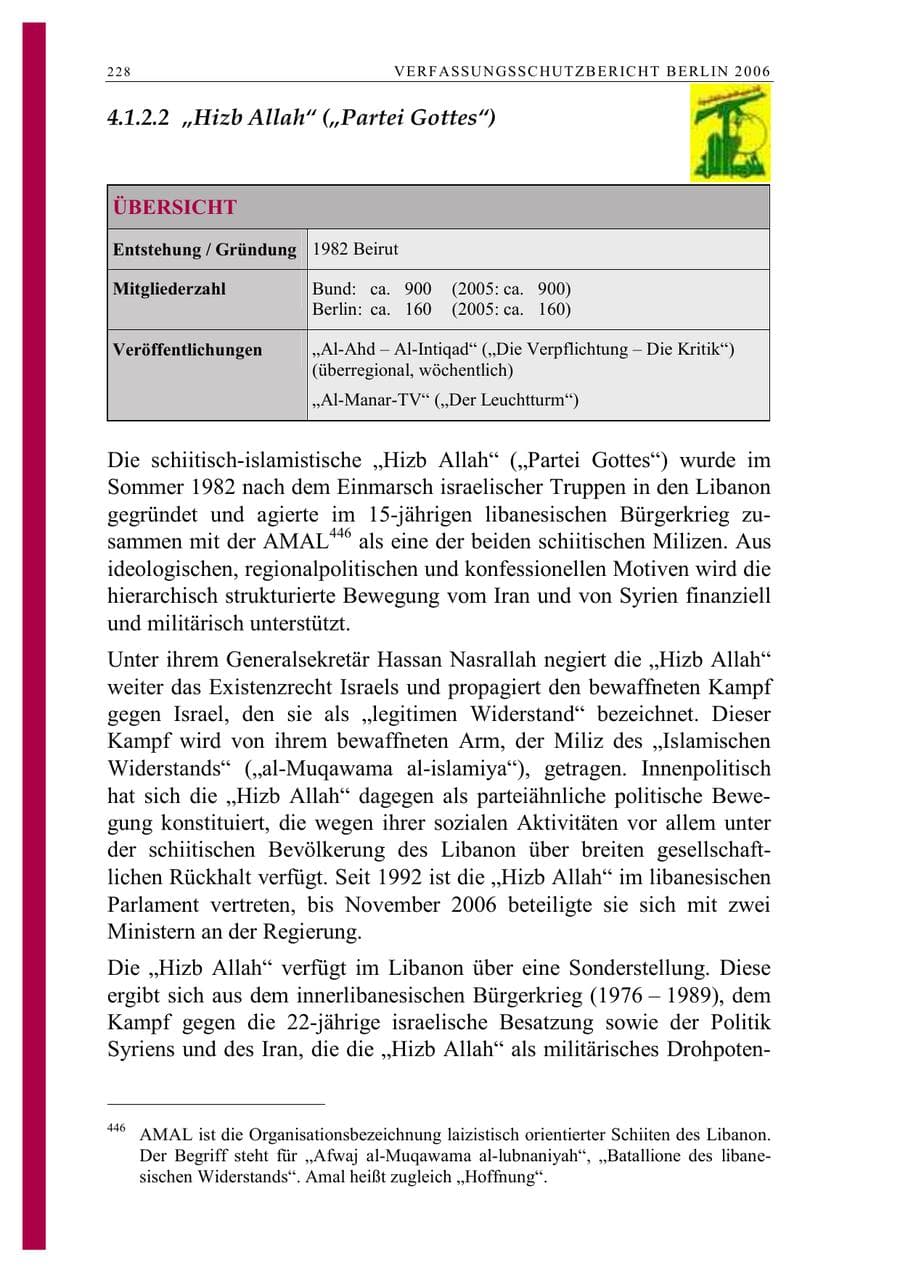 Seite 241 des Verfassungsschutzbericht 2006 Berlin