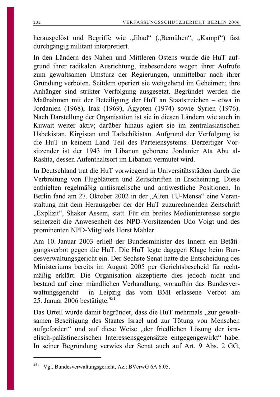 Seite 245 des Verfassungsschutzbericht 2006 Berlin
