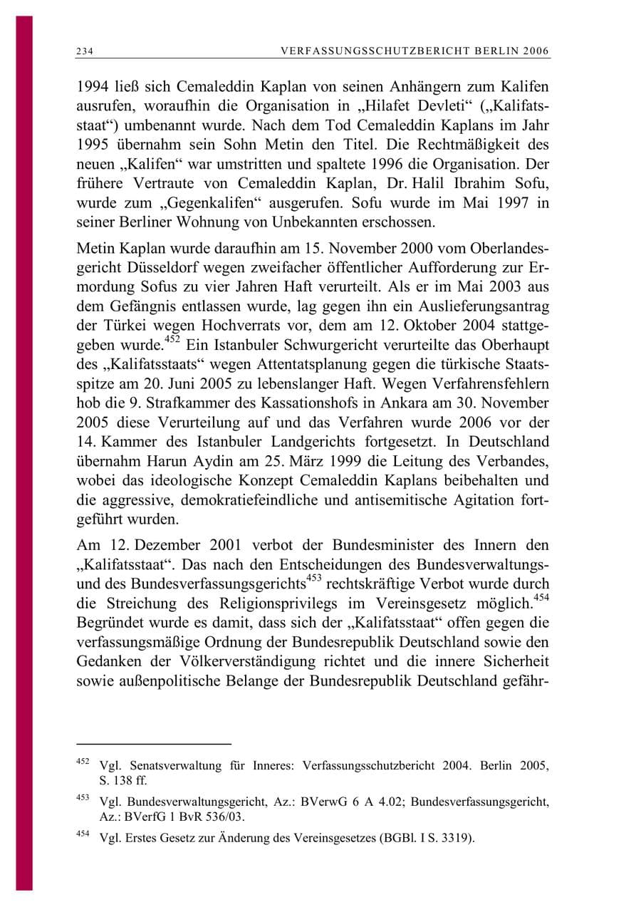 Seite 247 des Verfassungsschutzbericht 2006 Berlin
