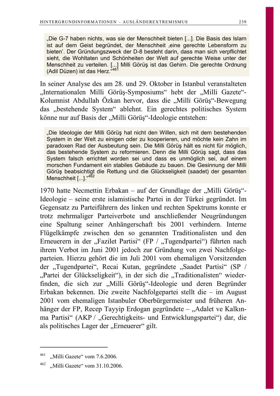 Seite 252 des Verfassungsschutzbericht 2006 Berlin