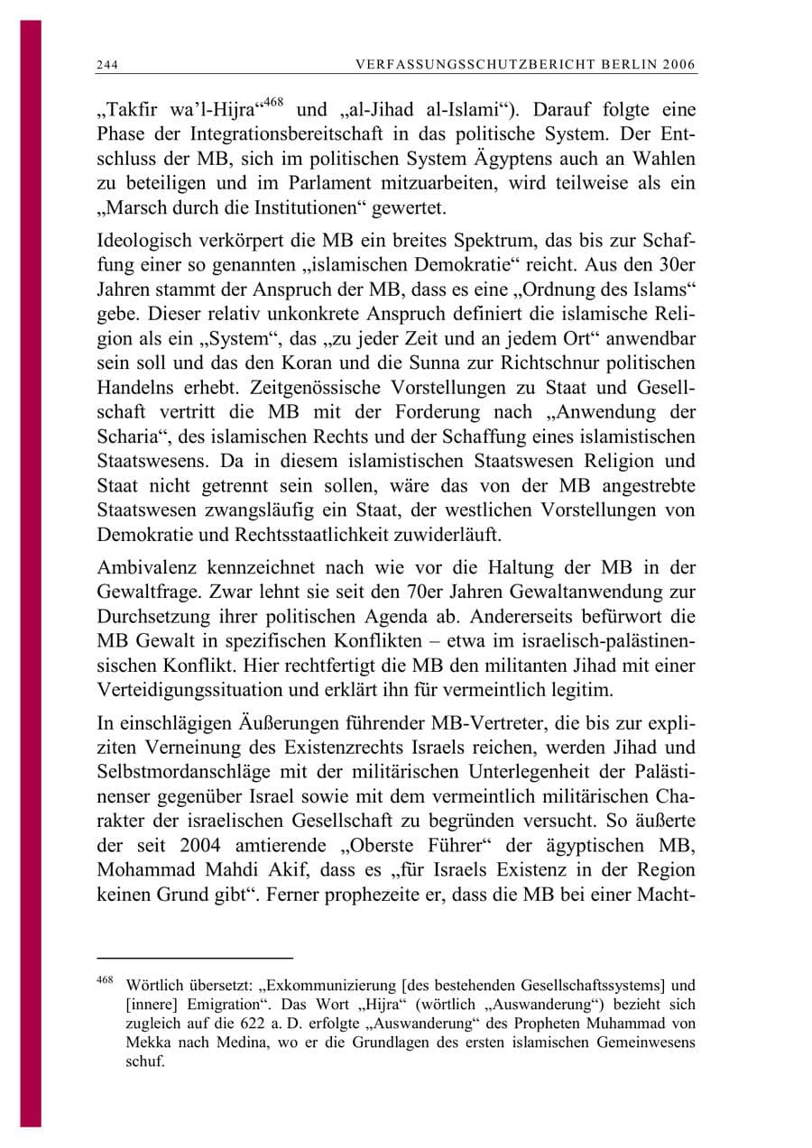 Seite 257 des Verfassungsschutzbericht 2006 Berlin