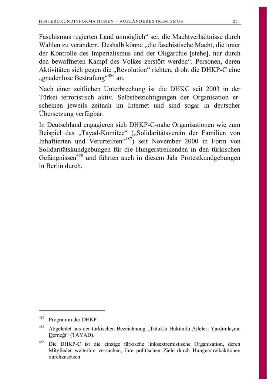 Seite 264 des Verfassungsschutzbericht 2006 Berlin