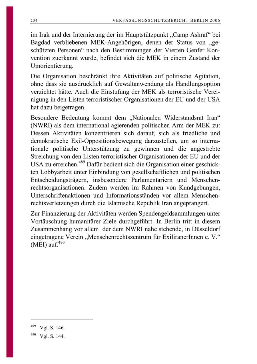 Seite 267 des Verfassungsschutzbericht 2006 Berlin