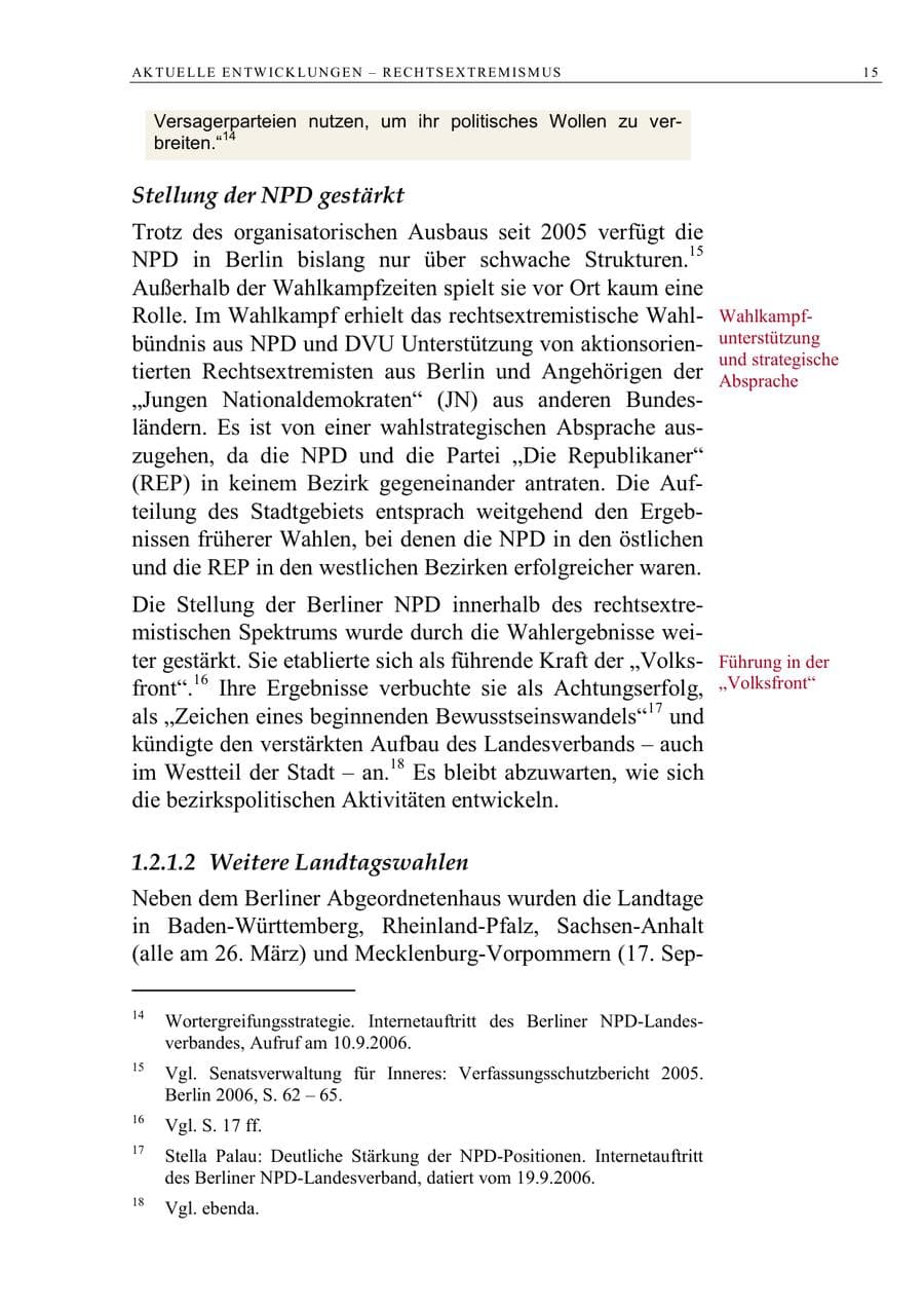 Seite 28 des Verfassungsschutzbericht 2006 Berlin