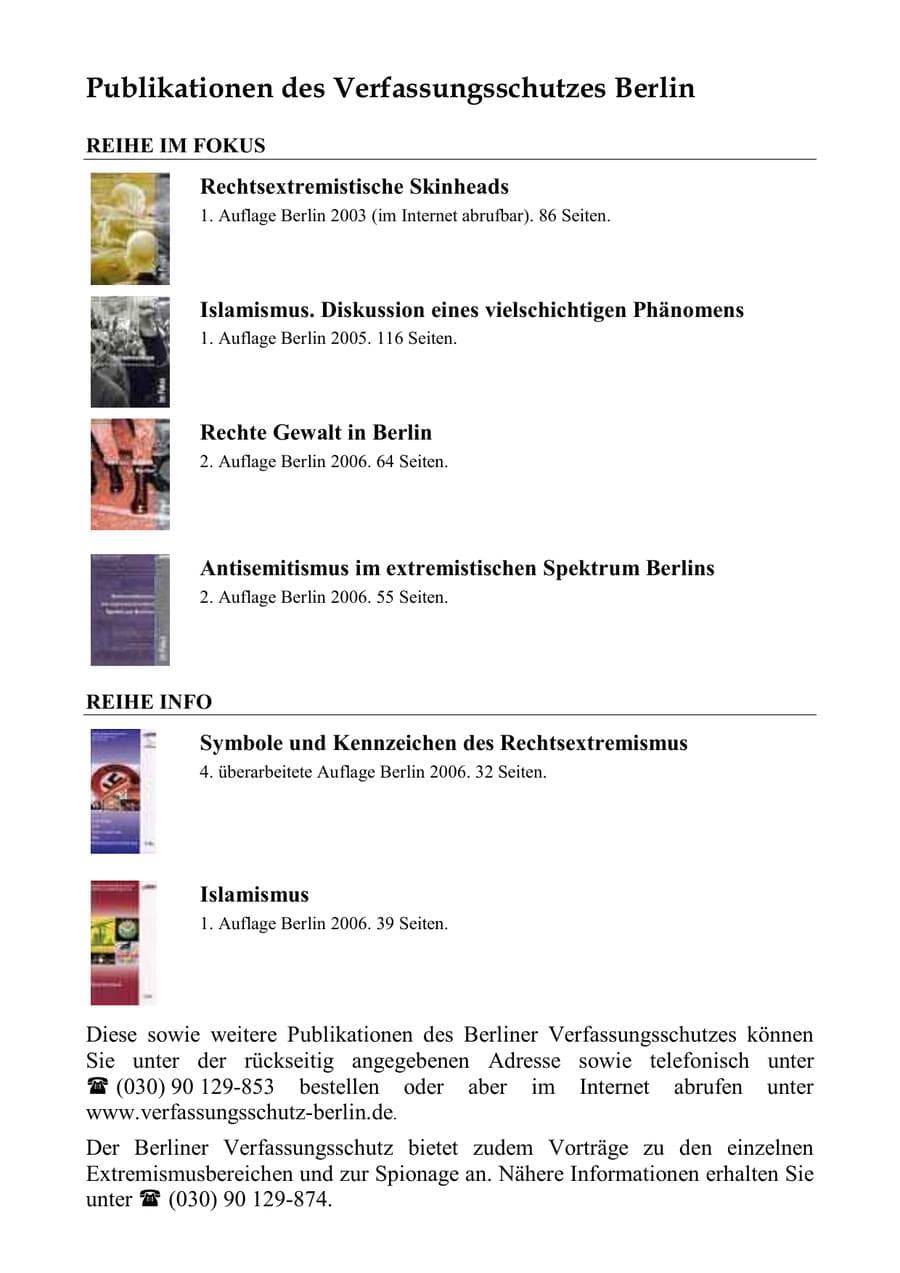 Seite 300 des Verfassungsschutzbericht 2006 Berlin