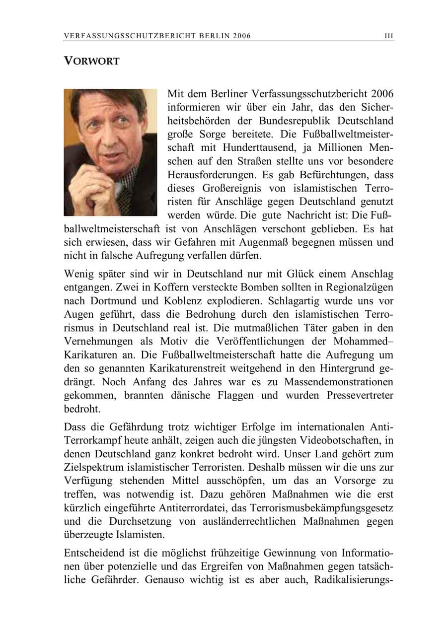 Seite 4 des Verfassungsschutzbericht 2006 Berlin
