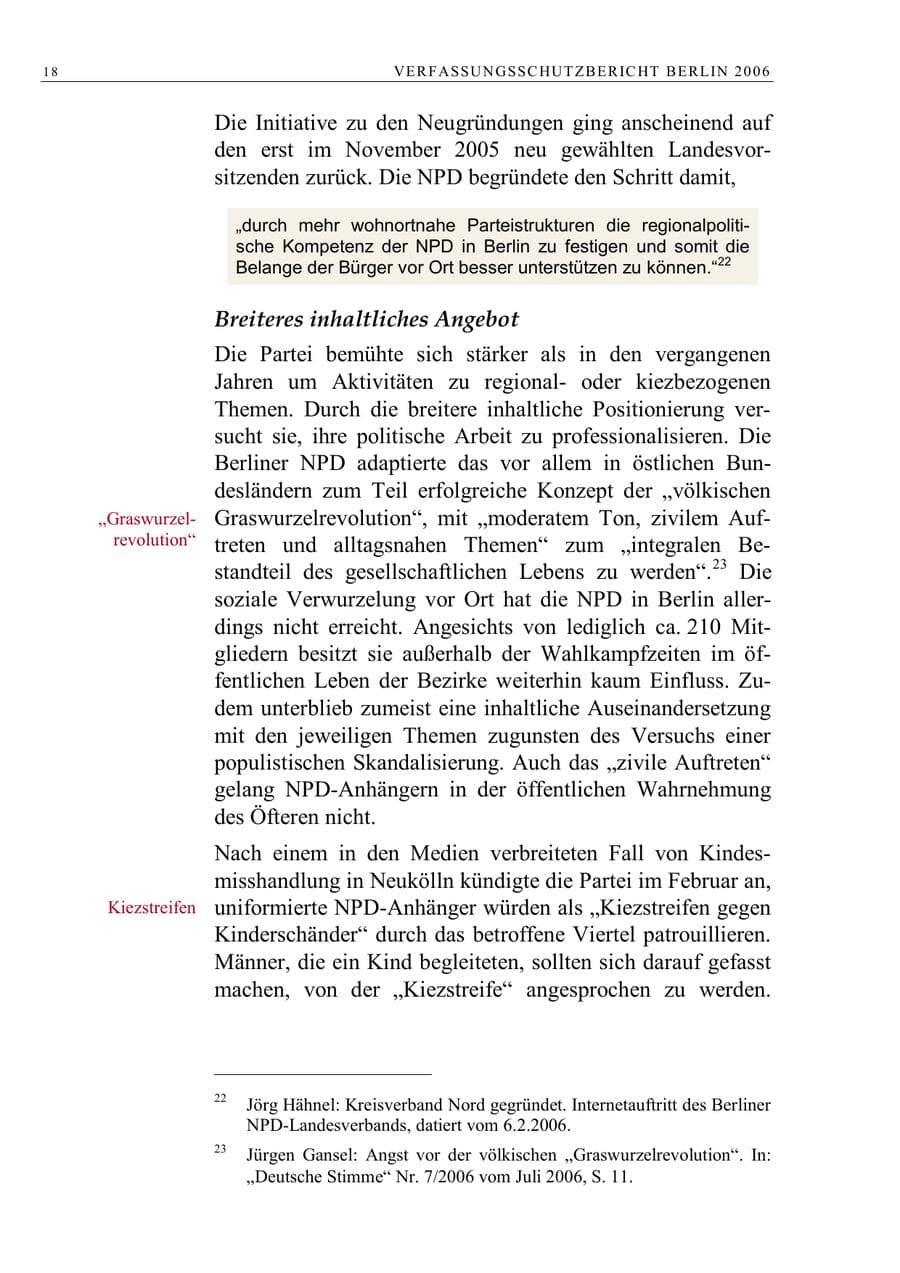 Seite 31 des Verfassungsschutzbericht 2006 Berlin