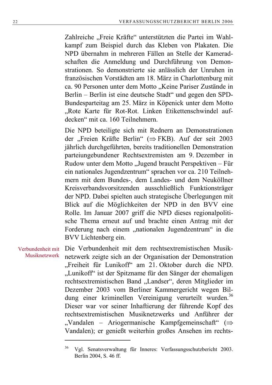 Seite 35 des Verfassungsschutzbericht 2006 Berlin