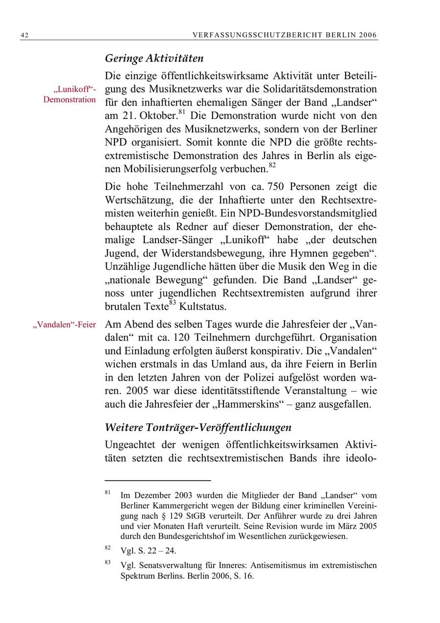 Seite 55 des Verfassungsschutzbericht 2006 Berlin