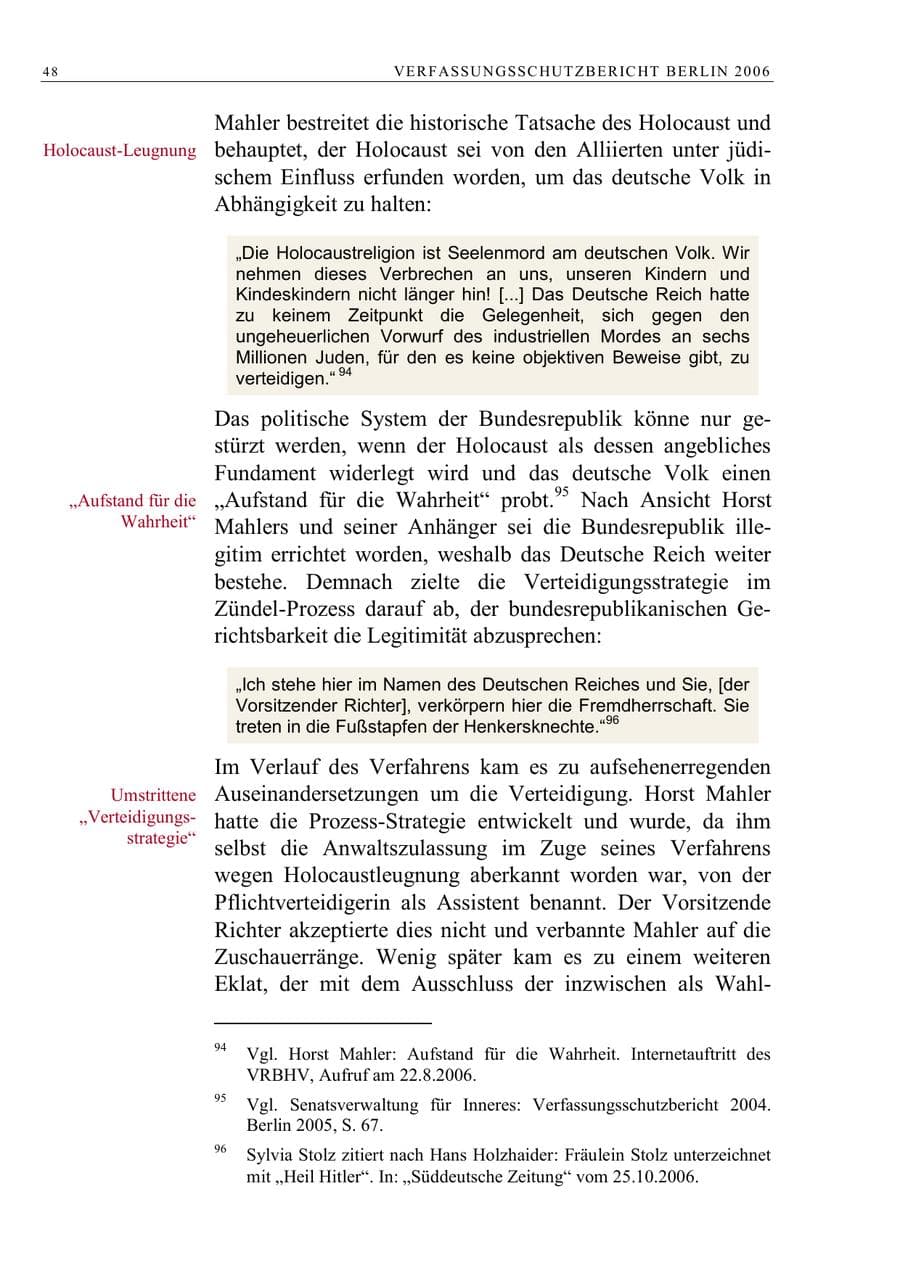 Seite 61 des Verfassungsschutzbericht 2006 Berlin