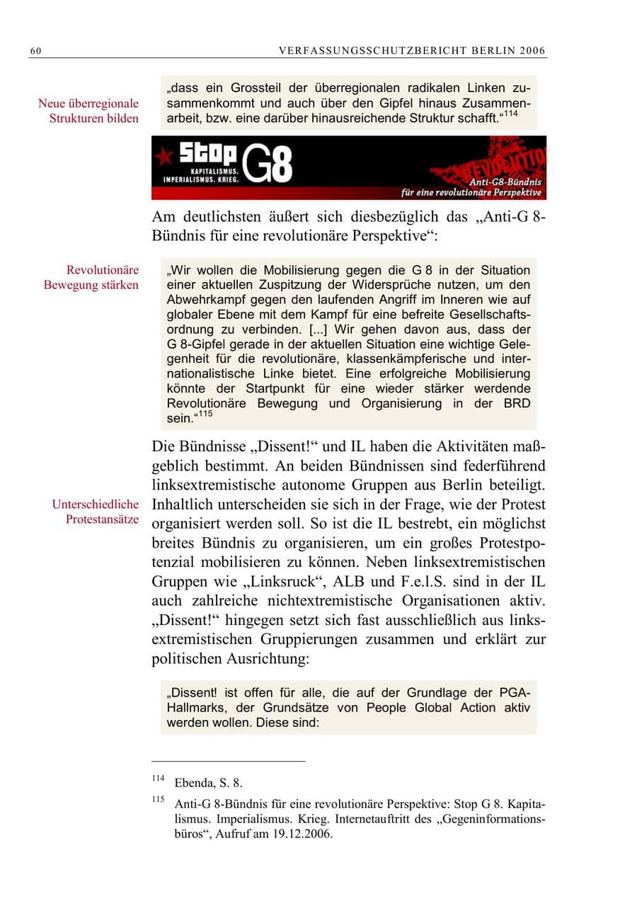Seite 73 des Verfassungsschutzbericht 2006 Berlin