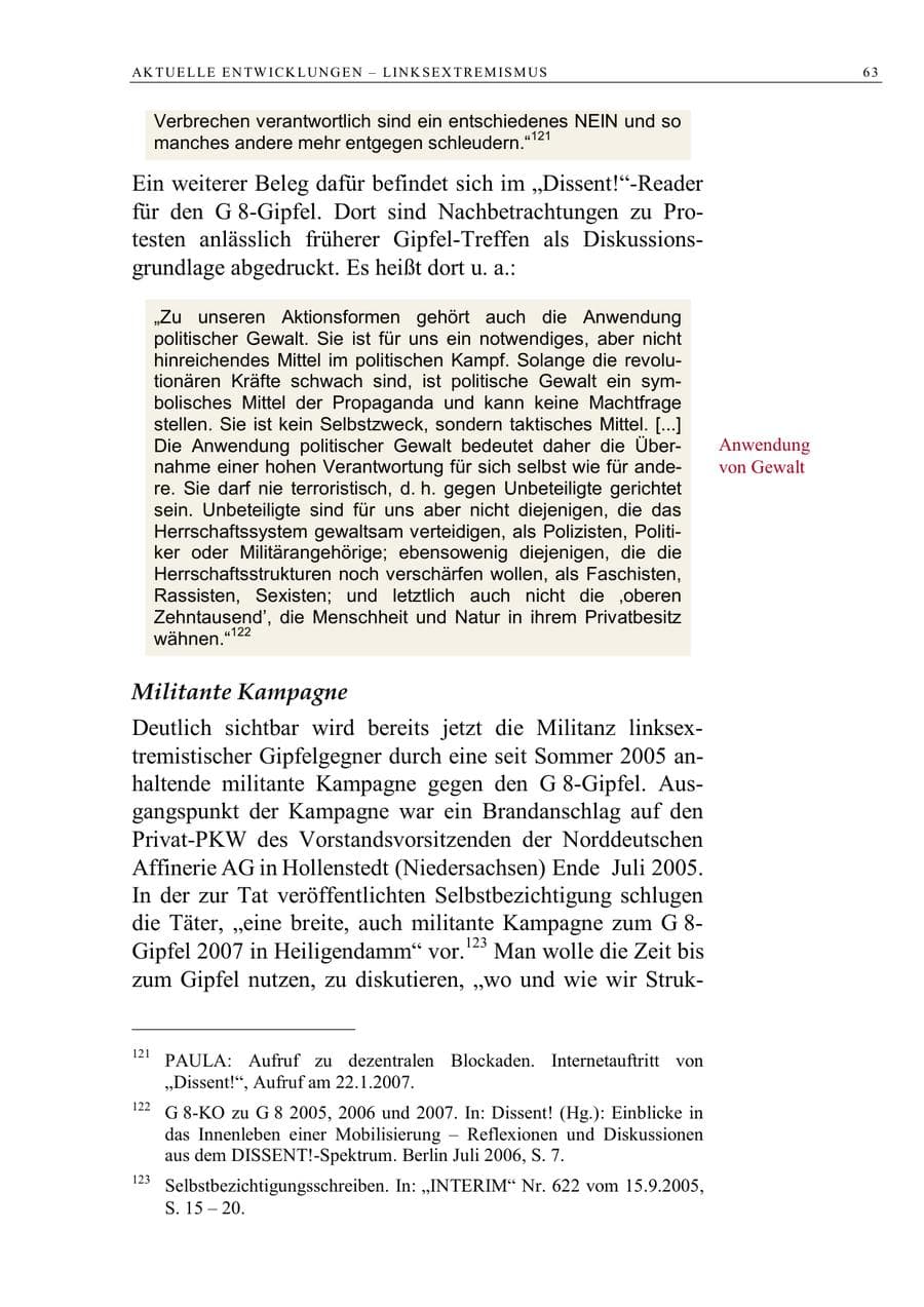 Seite 76 des Verfassungsschutzbericht 2006 Berlin