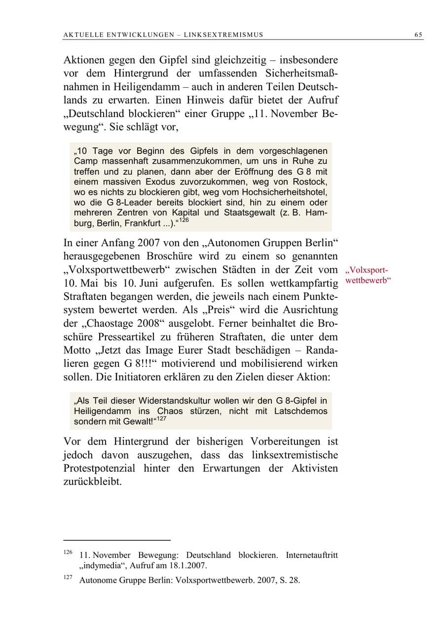 Seite 78 des Verfassungsschutzbericht 2006 Berlin
