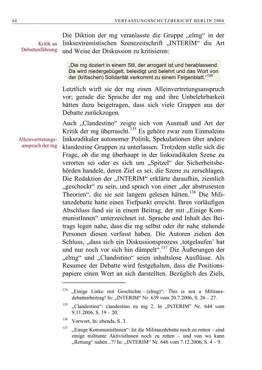 Seite 81 des Verfassungsschutzbericht 2006 Berlin