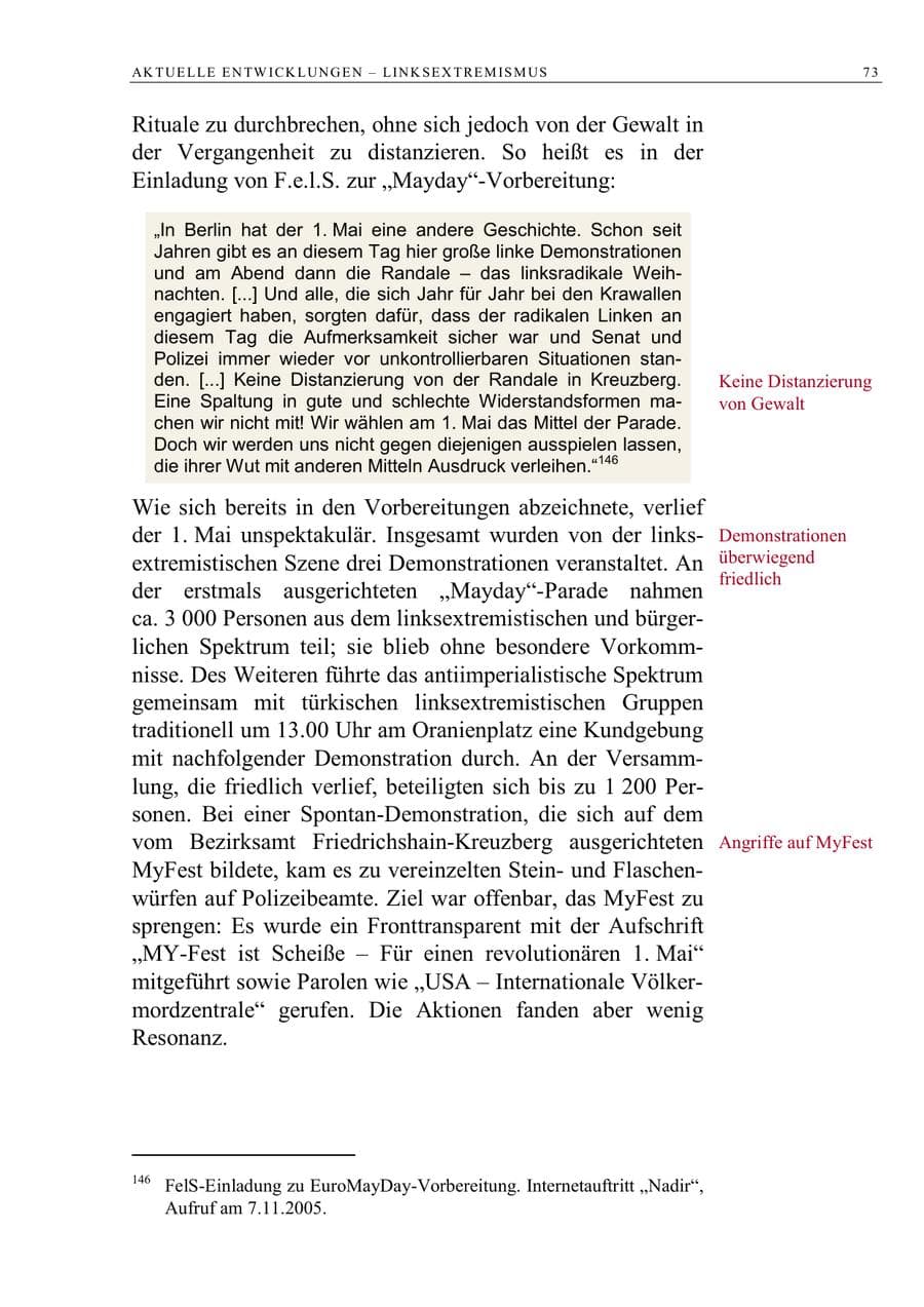 Seite 86 des Verfassungsschutzbericht 2006 Berlin