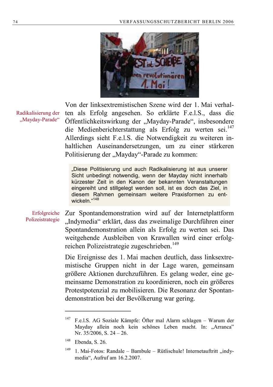 Seite 87 des Verfassungsschutzbericht 2006 Berlin