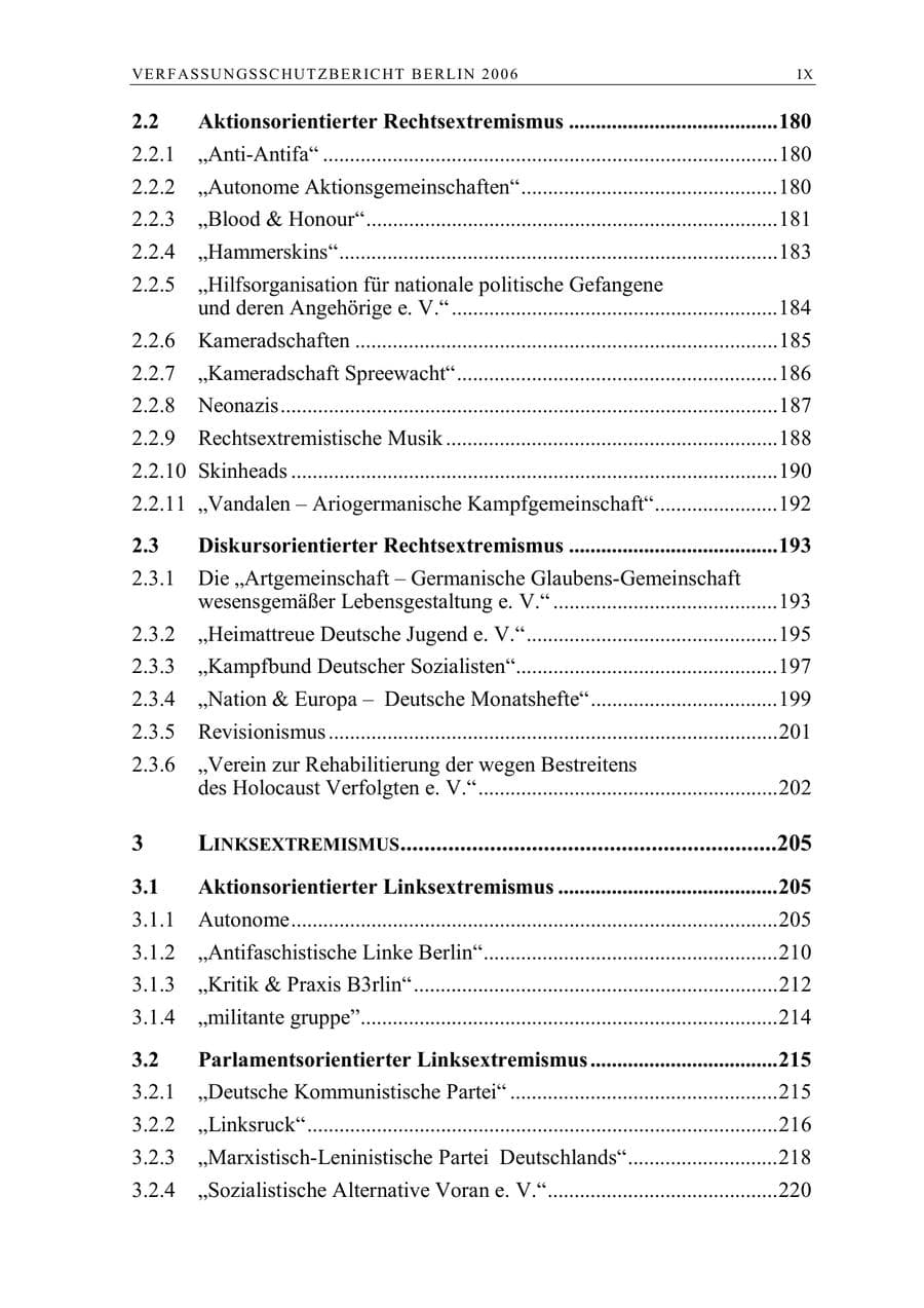 Seite 10 des Verfassungsschutzbericht 2006 Berlin