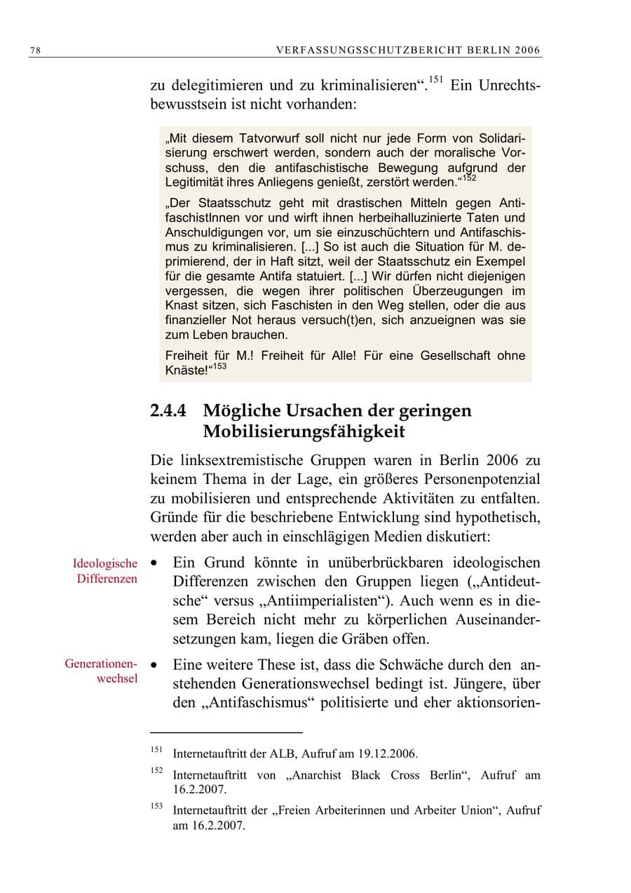 Seite 91 des Verfassungsschutzbericht 2006 Berlin