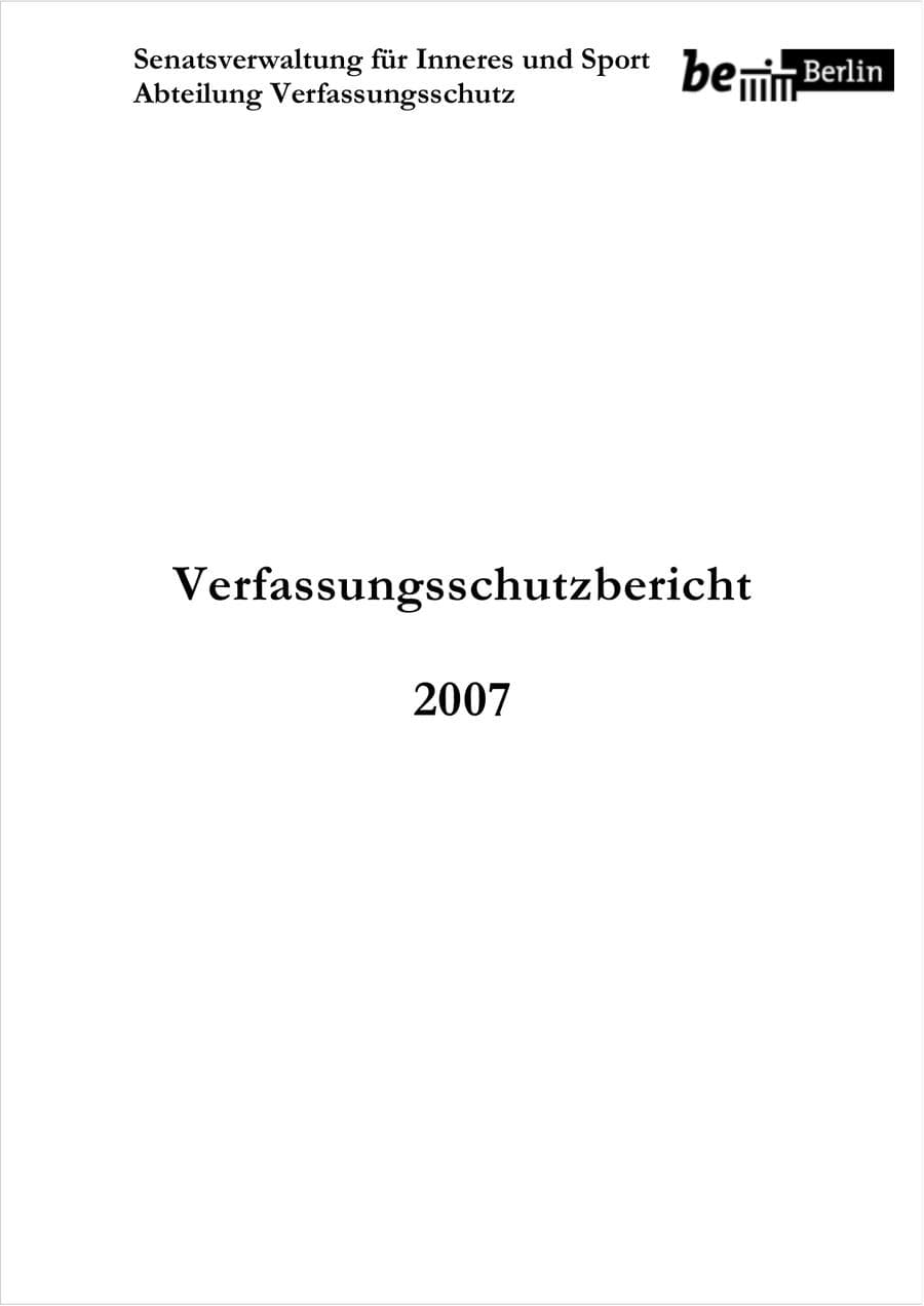 Seite 2 des Verfassungsschutzbericht 2007 Berlin