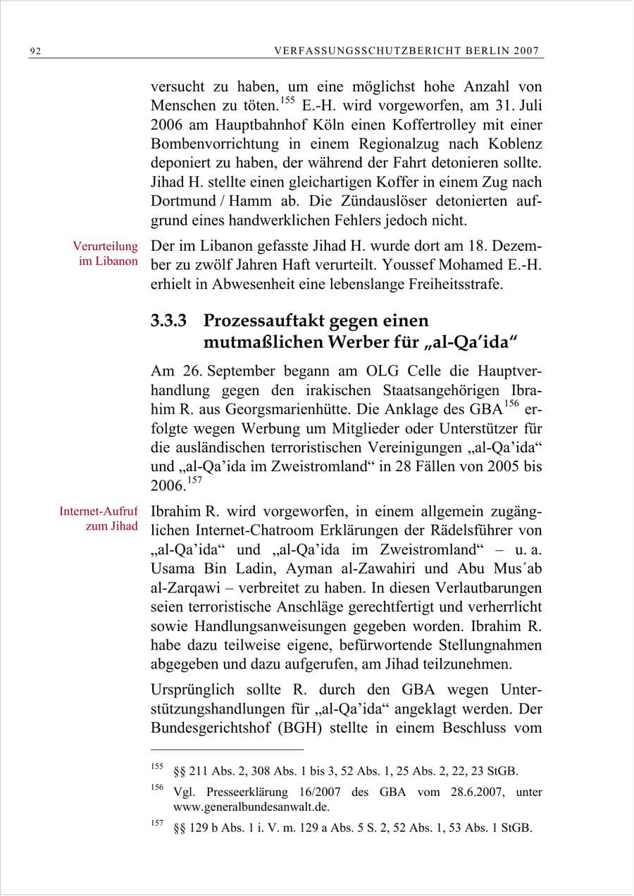 Seite 105 des Verfassungsschutzbericht 2007 Berlin