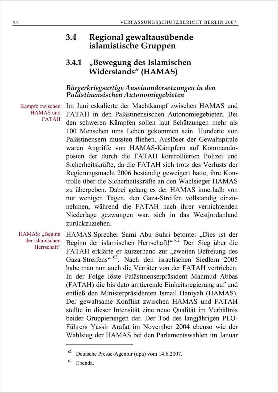 Seite 107 des Verfassungsschutzbericht 2007 Berlin