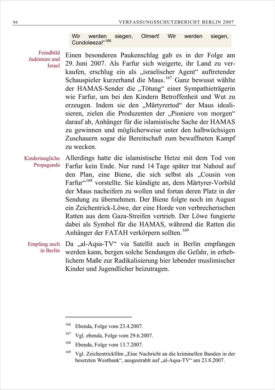 Seite 109 des Verfassungsschutzbericht 2007 Berlin