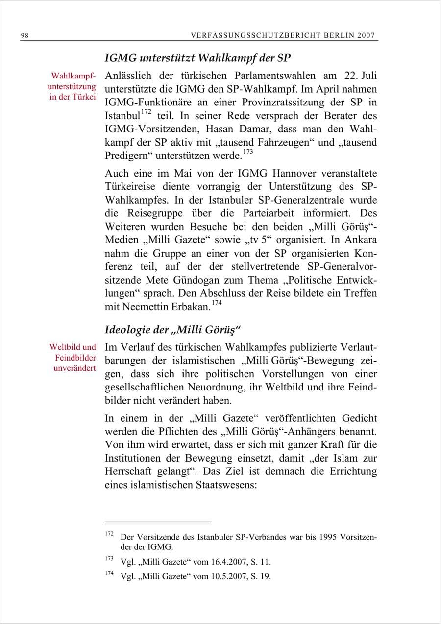 Seite 111 des Verfassungsschutzbericht 2007 Berlin