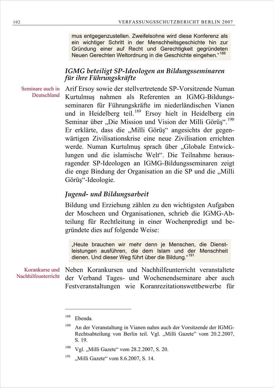 Seite 115 des Verfassungsschutzbericht 2007 Berlin