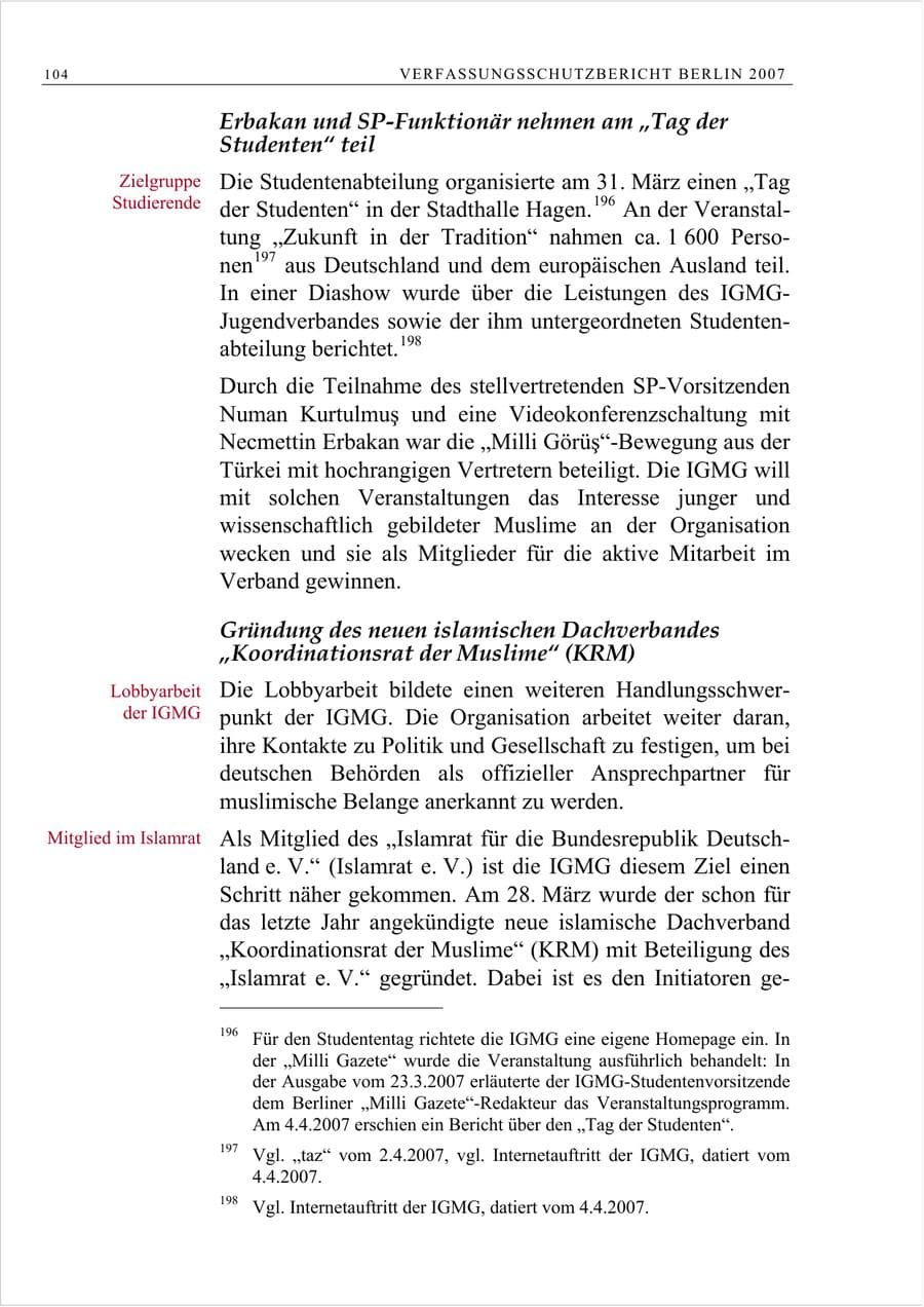 Seite 117 des Verfassungsschutzbericht 2007 Berlin